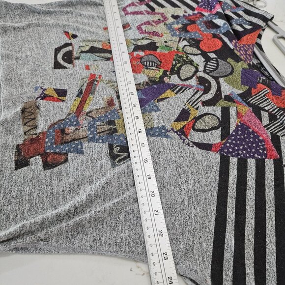 Inoah Top Sz Medium Abstract Long Sleeve Maximalist Artsy Gray Dopamine - Picture 7 of 8